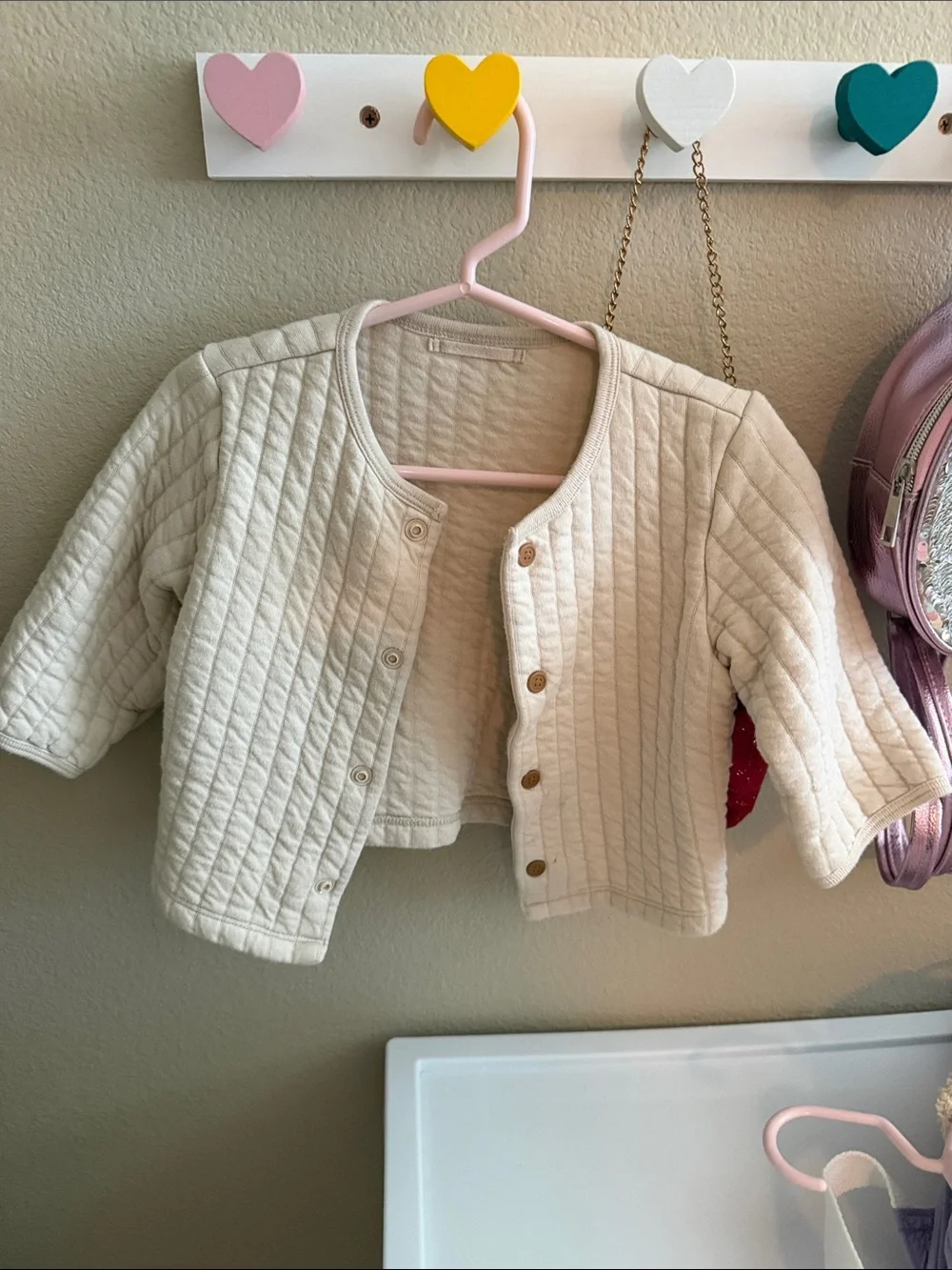 Uniqlo Cream Quilted Baby Jacket - Button Front
